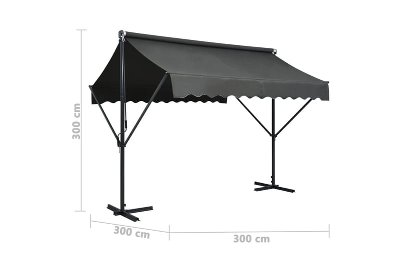 Frittstående markise 300x300 m antrasitt - Hagemøbler & utemiljø - Solbeskyttelse - Markiser