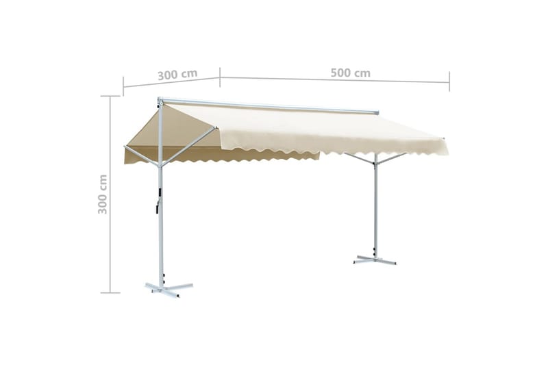 Frittstående markise 500x300 m kremhvit - Krem - Hagemøbler & utemiljø - Solbeskyttelse - Markiser