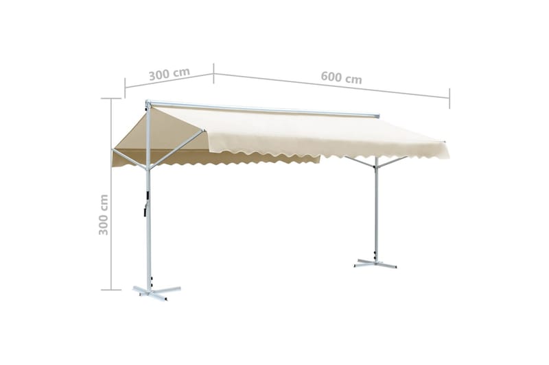 Frittstående markise 600x300 m kremhvit - Krem - Hagemøbler & utemiljø - Solbeskyttelse - Markiser