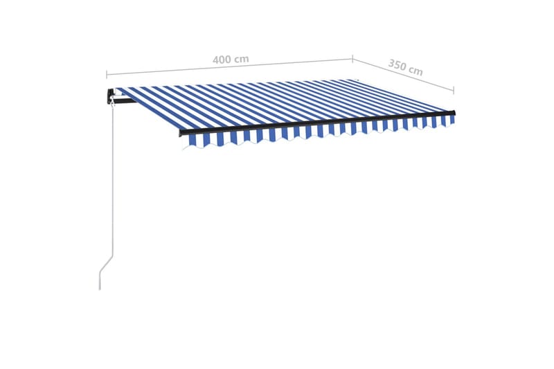 Manuell uttrekkbar markise 400x350 cm blå og hvit - Blå - Hagemøbler & utemiljø - Solbeskyttelse - Markiser