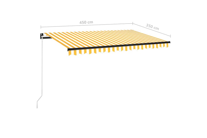 Manuell uttrekkbar markise 450x350 cm gul og hvit - Gul - Hagemøbler & utemiljø - Solbeskyttelse - Markiser