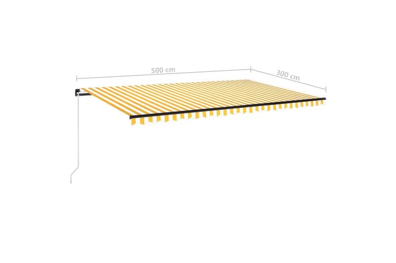 Manuell uttrekkbar markise 500x300 cm gul og hvit - Gul - Hagemøbler & utemiljø - Solbeskyttelse - Markiser