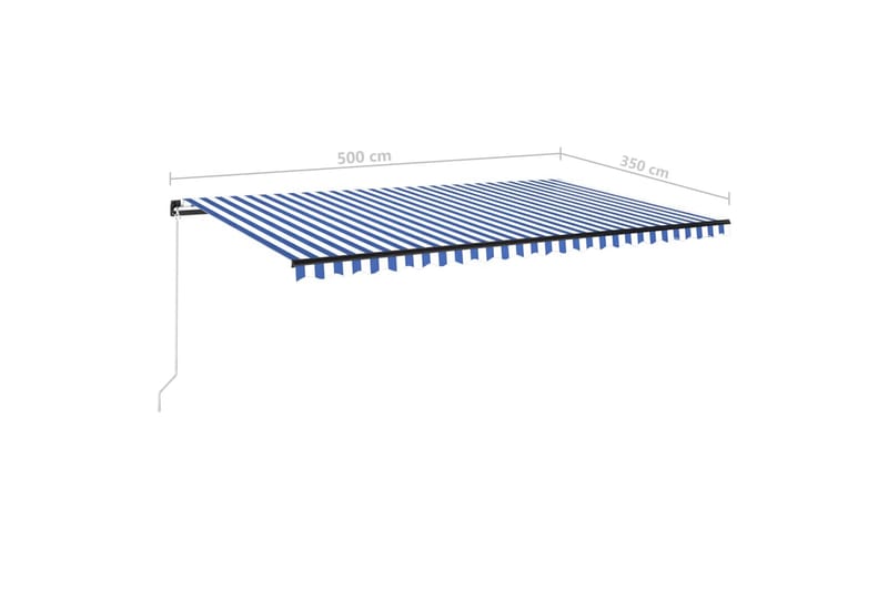 Manuell uttrekkbar markise 500x350 cm blå og hvit - Blå - Hagemøbler & utemiljø - Solbeskyttelse - Markiser