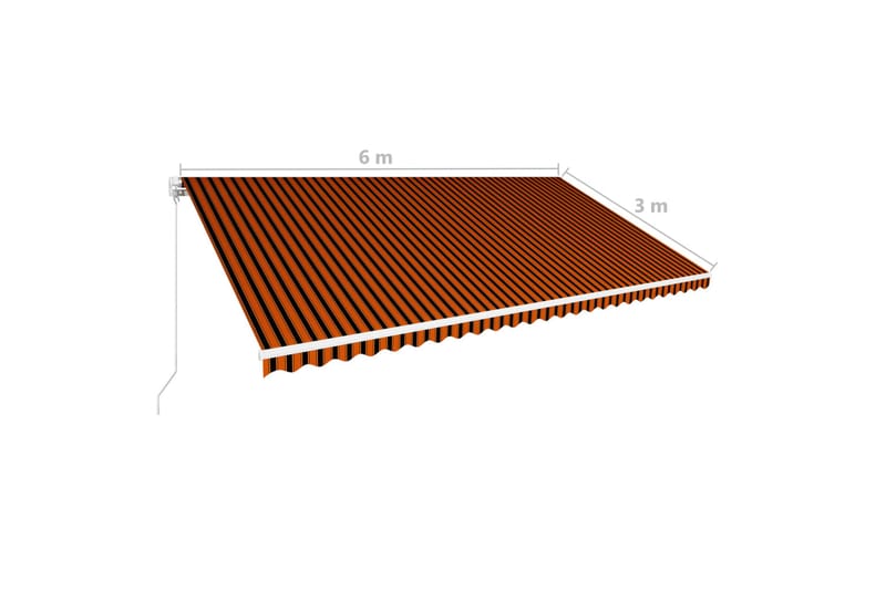 Manuell uttrekkbar markise 600x300 cm oransje og brun - Hagemøbler & utemiljø - Solbeskyttelse - Markiser