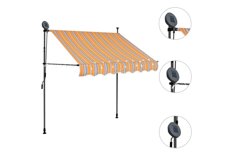 Manuell uttrekkbar markise med LED 100 cm gul og blå - Flerfarget - Hagemøbler & utemiljø - Solbeskyttelse - Markiser
