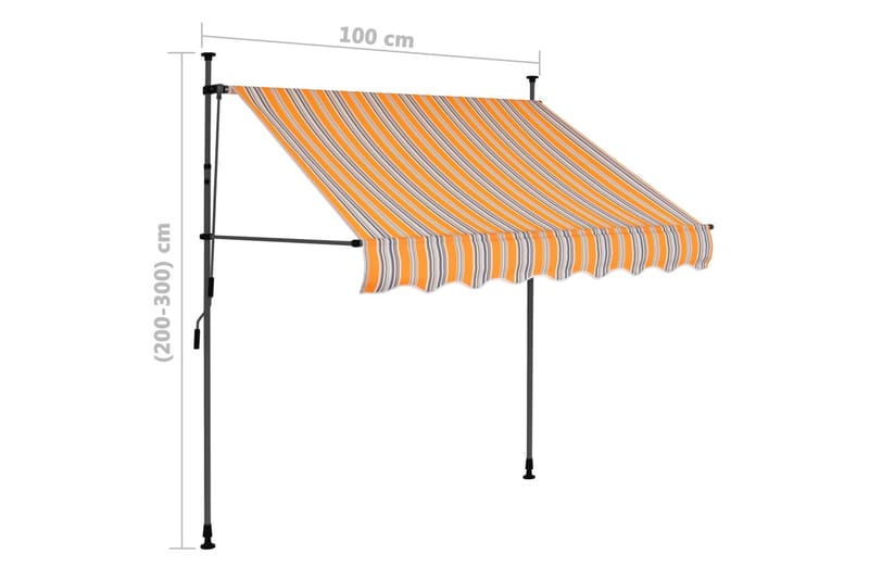 Manuell uttrekkbar markise med LED 100 cm gul og blå - Flerfarget - Hagemøbler & utemiljø - Solbeskyttelse - Markiser