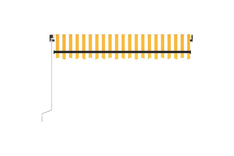 Manuell uttrekkbar markise med LED 350x250 cm gul og hvit - Gul - Hagemøbler & utemiljø - Solbeskyttelse - Markiser