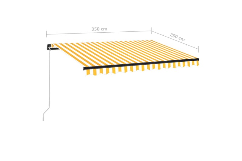 Manuell uttrekkbar markise med LED 350x250 cm gul og hvit - Gul - Hagemøbler & utemiljø - Solbeskyttelse - Markiser