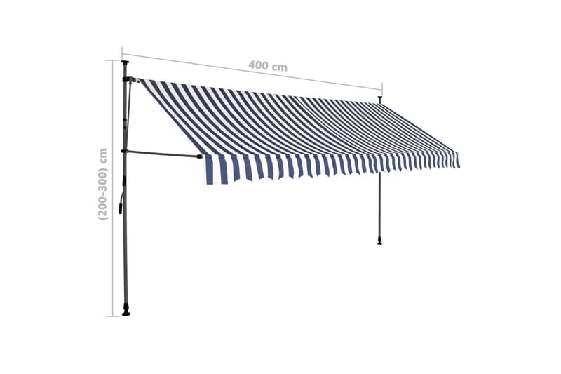 Manuell uttrekkbar markise med LED 400 cm blå og hvit - Flerfarget - Hagemøbler & utemiljø - Solbeskyttelse - Markiser