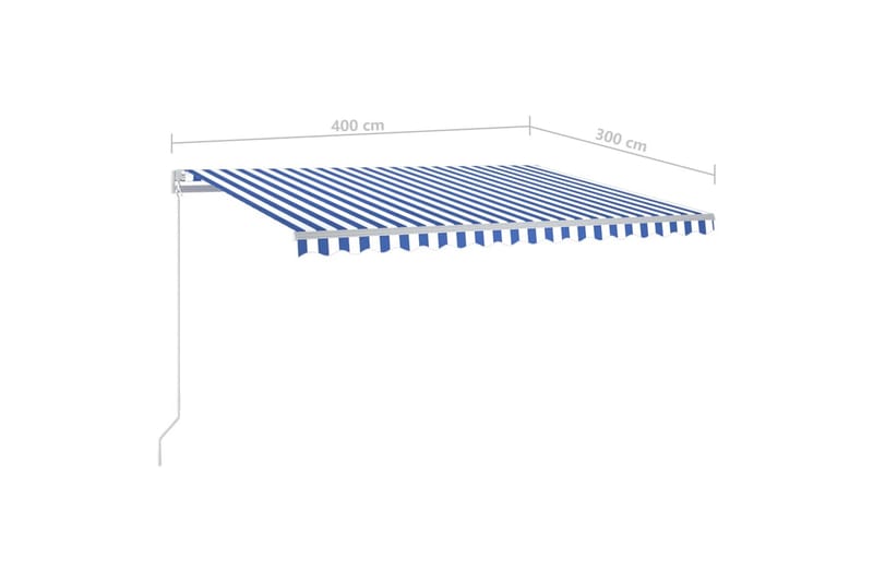 Manuell uttrekkbar markise med LED 400x300 cm blå og hvit - Blå - Hagemøbler & utemiljø - Solbeskyttelse - Markiser