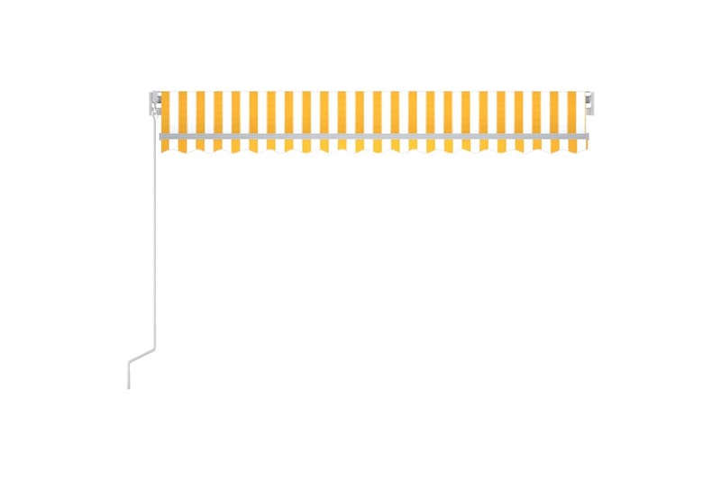 Manuell uttrekkbar markise med LED 400x300 cm gul og hvit - Gul - Hagemøbler & utemiljø - Solbeskyttelse - Markiser