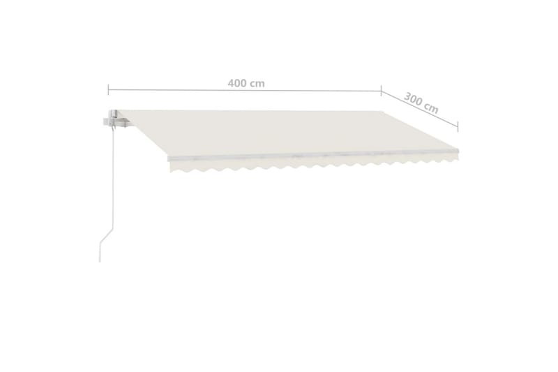 Manuell uttrekkbar markise med LED 400x300 cm kremhvit - Krem - Hagemøbler & utemiljø - Solbeskyttelse - Markiser