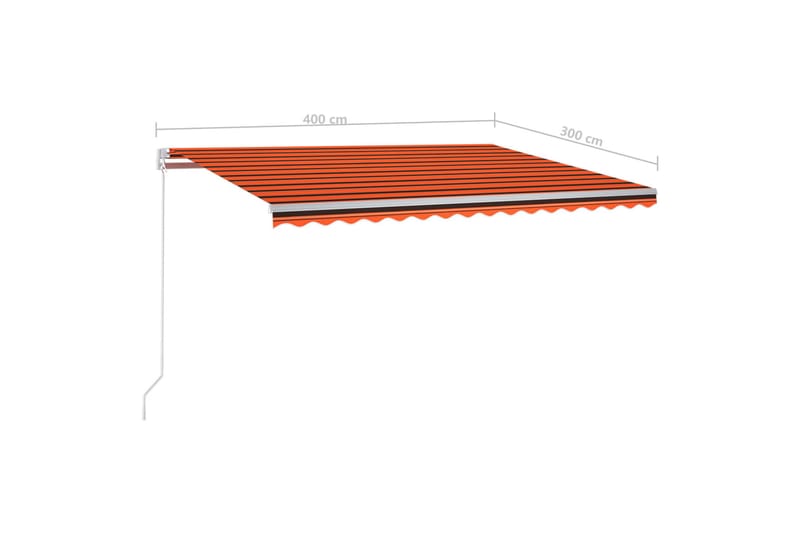 Manuell uttrekkbar markise med LED 400x300 cm - Oransj - Hagemøbler & utemiljø - Solbeskyttelse - Markiser