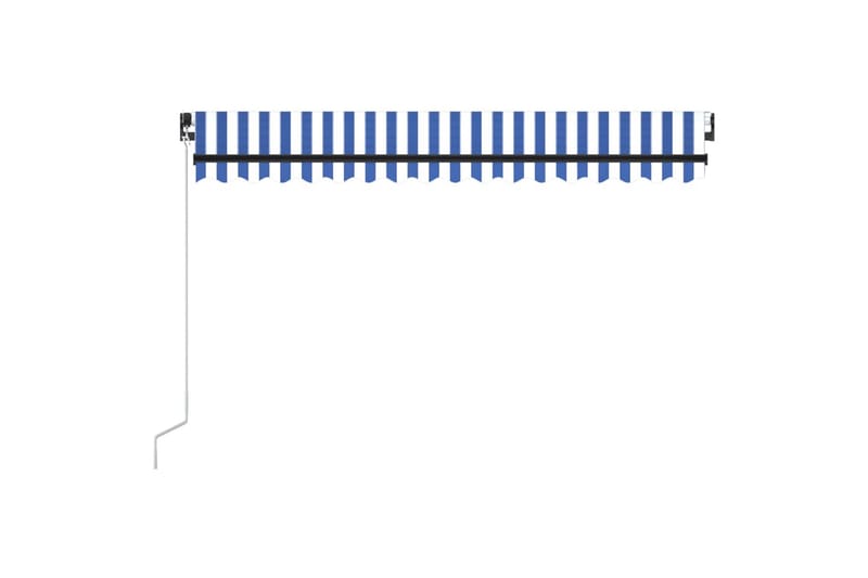 Manuell uttrekkbar markise med LED 450x300 cm blå og hvit - Blå - Hagemøbler & utemiljø - Solbeskyttelse - Markiser