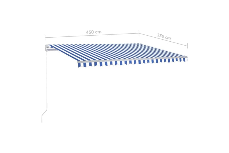 Manuell uttrekkbar markise med LED 450x350 cm blå og hvit - Blå - Hagemøbler & utemiljø - Solbeskyttelse - Markiser