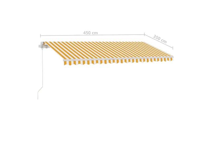 Manuell uttrekkbar markise med LED 450x350 cm gul og hvit - Gul - Hagemøbler & utemiljø - Solbeskyttelse - Markiser