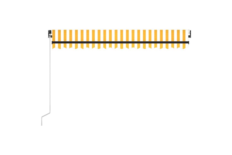 Manuell uttrekkbar markise med LED 450x350 cm gul og hvit - Gul - Hagemøbler & utemiljø - Solbeskyttelse - Markiser