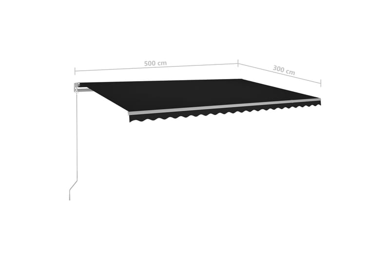 Manuell uttrekkbar markise med LED 500x300 cm antrasitt - Antrasittgrå - Hagemøbler & utemiljø - Solbeskyttelse - Markiser