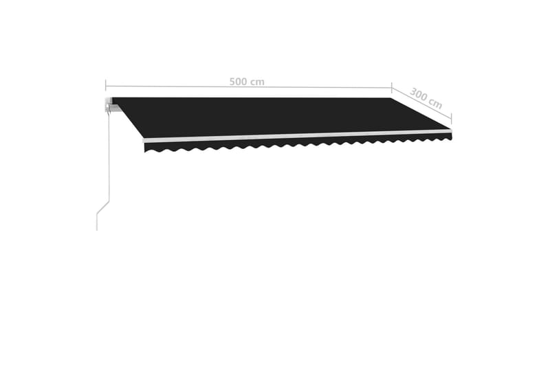 Manuell uttrekkbar markise med LED 500x300 cm antrasitt - Antrasittgrå - Hagemøbler & utemiljø - Solbeskyttelse - Markiser