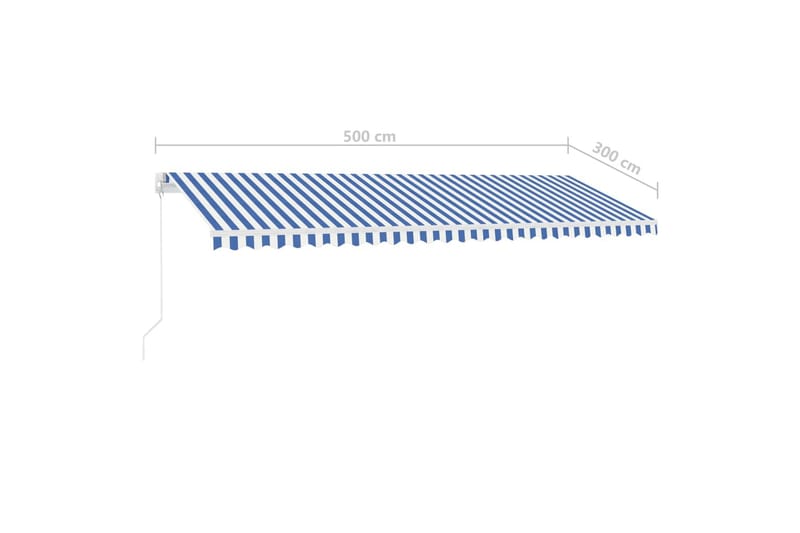 Manuell uttrekkbar markise med LED 500x300 cm blå og hvit - Blå - Hagemøbler & utemiljø - Solbeskyttelse - Markiser