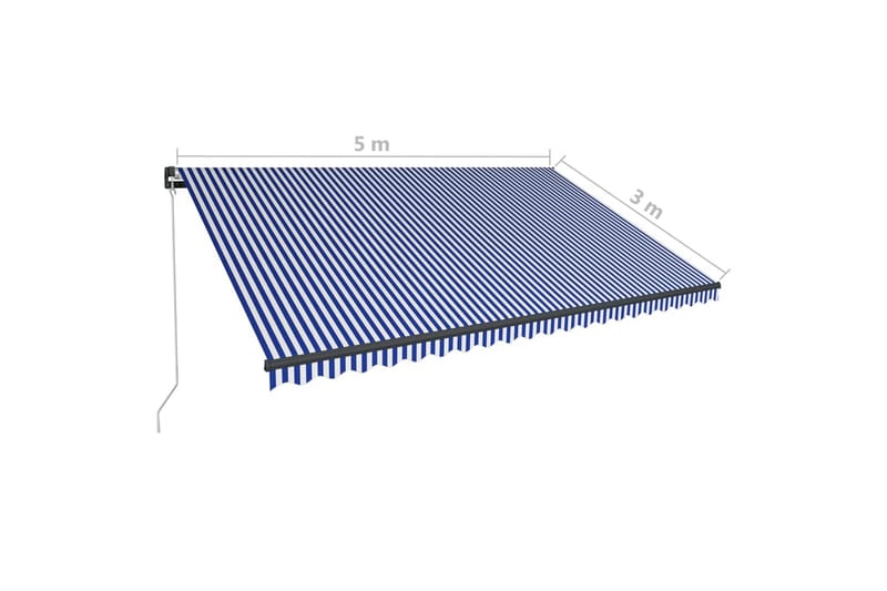 Manuell uttrekkbar markise med LED 500x300 cm blå og hvit - Markiser - Terrassemarkise