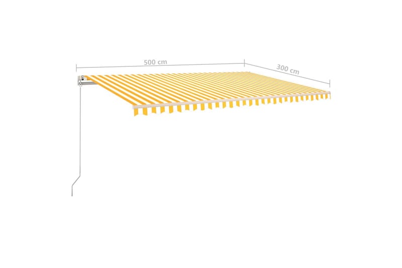 Manuell uttrekkbar markise med LED 500x300 cm gul og hvit - Gul - Hagemøbler & utemiljø - Solbeskyttelse - Markiser