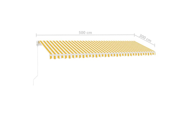 Manuell uttrekkbar markise med LED 500x300 cm gul og hvit - Gul - Hagemøbler & utemiljø - Solbeskyttelse - Markiser