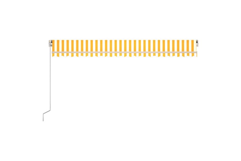 Manuell uttrekkbar markise med LED 500x350 cm gul og hvit - Gul - Hagemøbler & utemiljø - Solbeskyttelse - Markiser