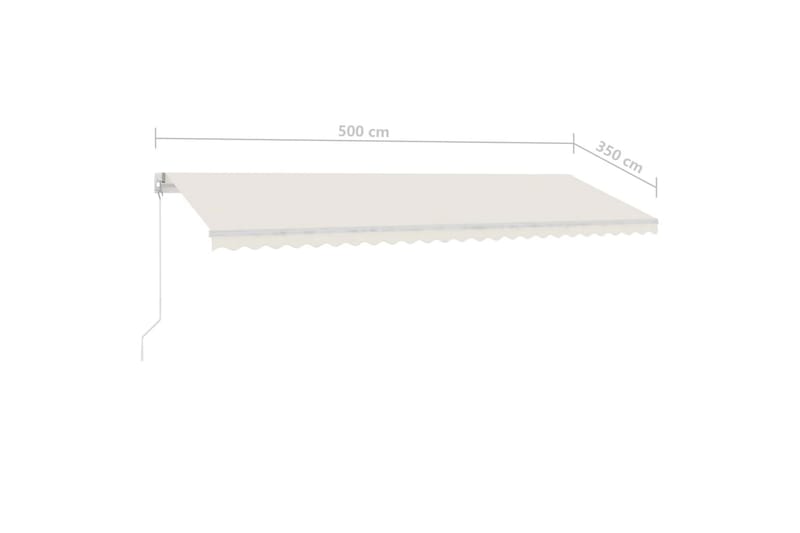 Manuell uttrekkbar markise med LED 500x350 cm kremhvit - Krem - Hagemøbler & utemiljø - Solbeskyttelse - Markiser