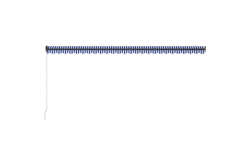 Manuell uttrekkbar markise med LED 600x300 cm blå og hvit - Markiser - Terrassemarkise