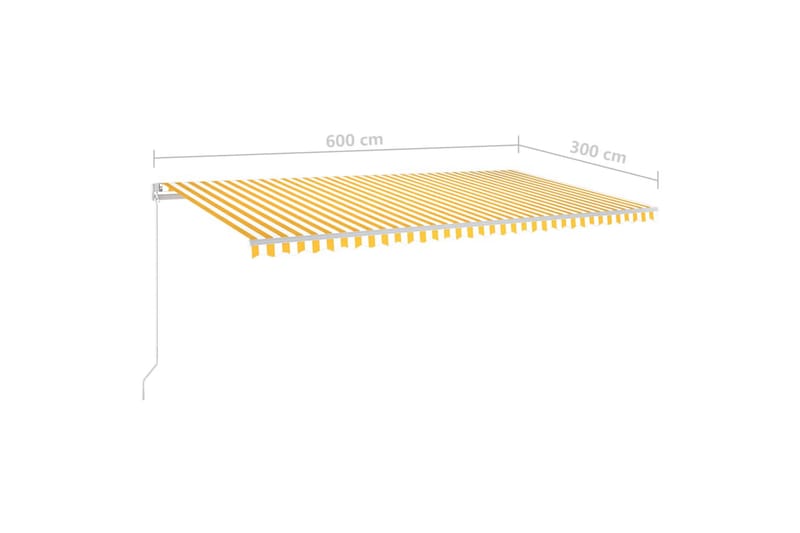 Manuell uttrekkbar markise med LED 600x300 cm gul og hvit - Gul - Hagemøbler & utemiljø - Solbeskyttelse - Markiser