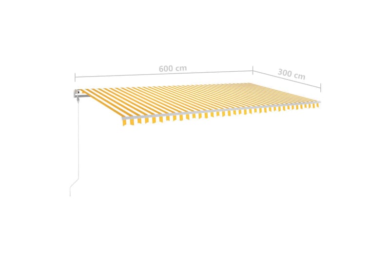 Manuell uttrekkbar markise med LED 600x300 cm gul og hvit - Gul - Hagemøbler & utemiljø - Solbeskyttelse - Markiser