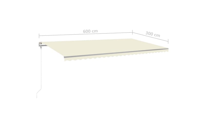 Manuell uttrekkbar markise med LED 600x300 cm kremhvit - Krem - Hagemøbler & utemiljø - Solbeskyttelse - Markiser