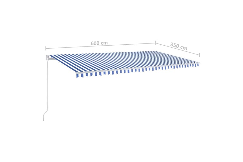 Manuell uttrekkbar markise med LED 600x350 cm blå og hvit - Blå - Hagemøbler & utemiljø - Solbeskyttelse - Markiser