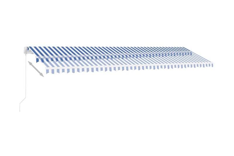 Manuell uttrekkbar markise med LED 600x350 cm blå og hvit - Blå - Hagemøbler & utemiljø - Solbeskyttelse - Markiser