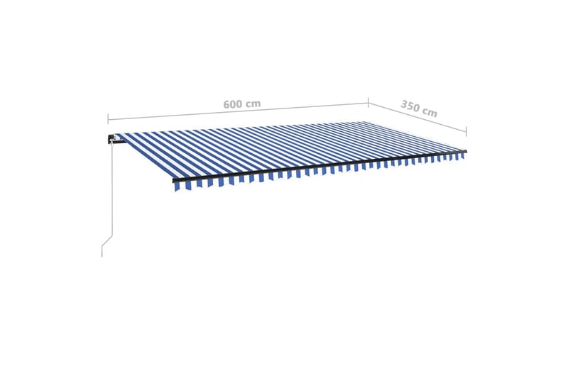 Manuell uttrekkbar markise med LED 600x350 cm blå og hvit - Blå - Hagemøbler & utemiljø - Solbeskyttelse - Markiser