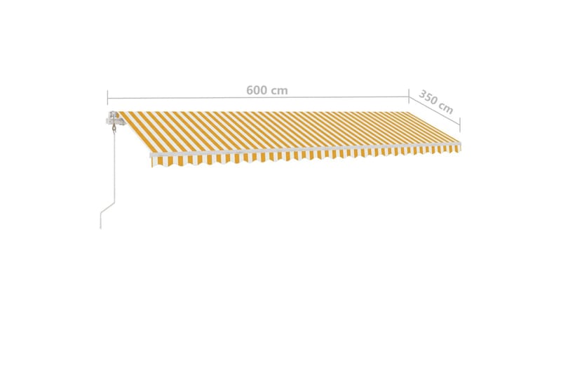 Manuell uttrekkbar markise med LED 600x350 cm gul og hvit - Gul - Hagemøbler & utemiljø - Solbeskyttelse - Markiser