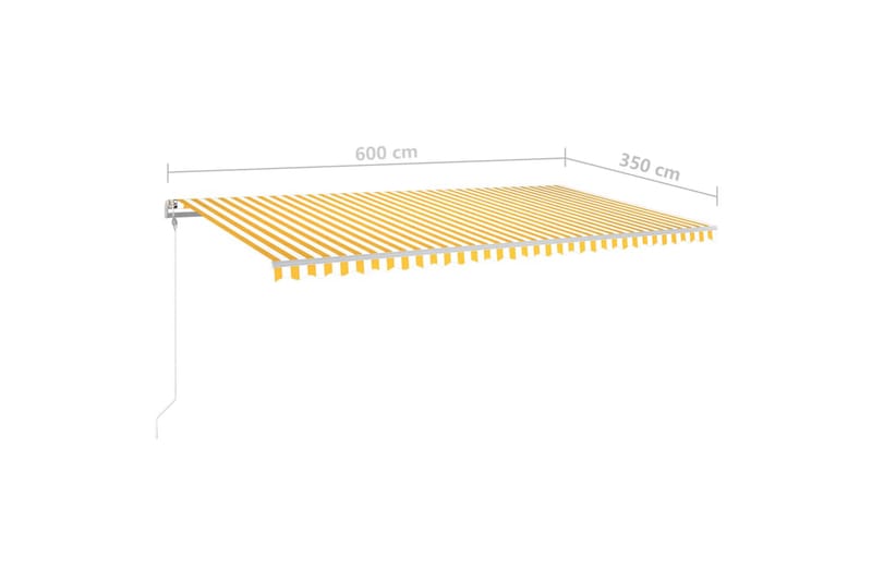 Manuell uttrekkbar markise med LED 600x350 cm gul og hvit - Gul - Hagemøbler & utemiljø - Solbeskyttelse - Markiser