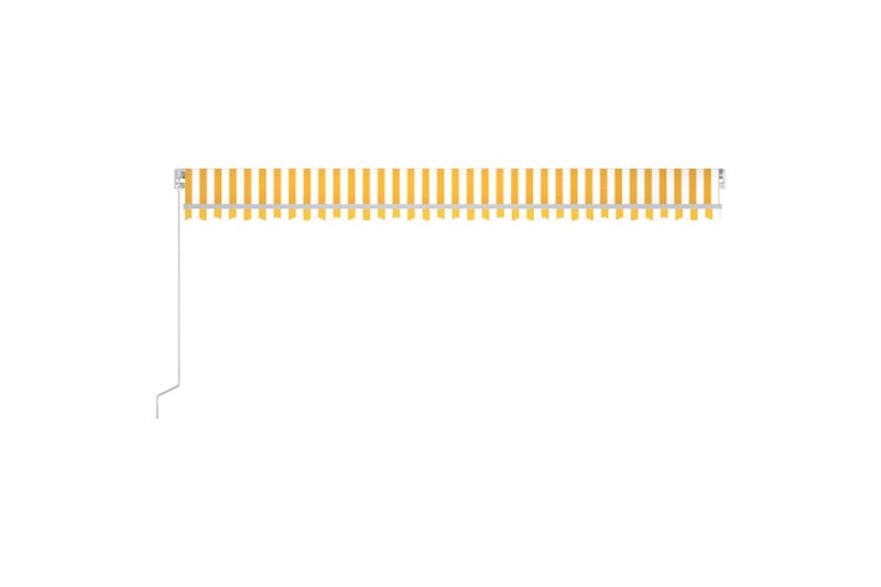 Manuell uttrekkbar markise med LED 600x350 cm gul og hvit - Gul - Hagemøbler & utemiljø - Solbeskyttelse - Markiser