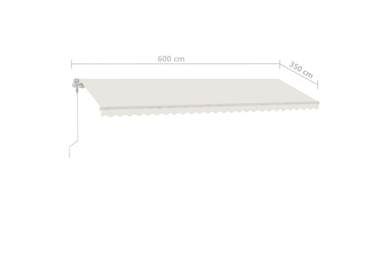 Manuell uttrekkbar markise med LED 600x350 cm kremhvit - Krem - Hagemøbler & utemiljø - Solbeskyttelse - Markiser