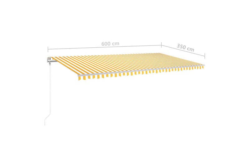 Manuell uttrekkbar markise med LED 6x3,5 m gul og hvit - Gul - Hagemøbler & utemiljø - Solbeskyttelse - Markiser