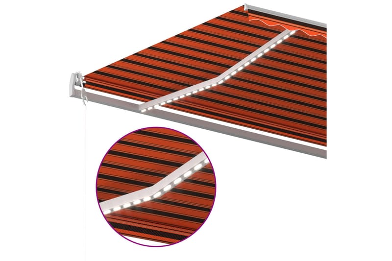 Manuell uttrekkbar markise med LED 6x3 m oransje og brun - Oransj - Hagemøbler & utemiljø - Solbeskyttelse - Markiser