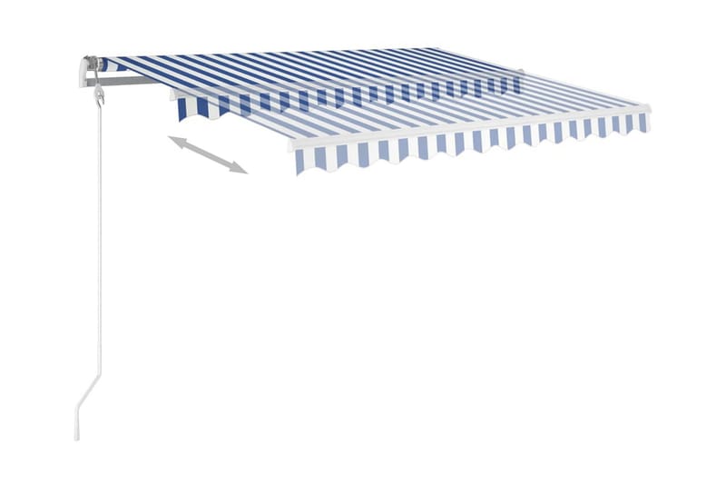 Manuell uttrekkbar markise med stolper 3x2,5 m blå og hvit - Blå - Hagemøbler & utemiljø - Solbeskyttelse - Markiser