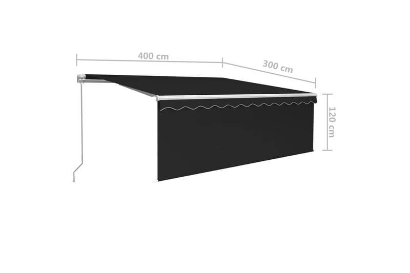 Manuell uttrekkbar markise rullegardin og LED 4x3 m - Antrasittgrå - Hagemøbler & utemiljø - Solbeskyttelse - Markiser