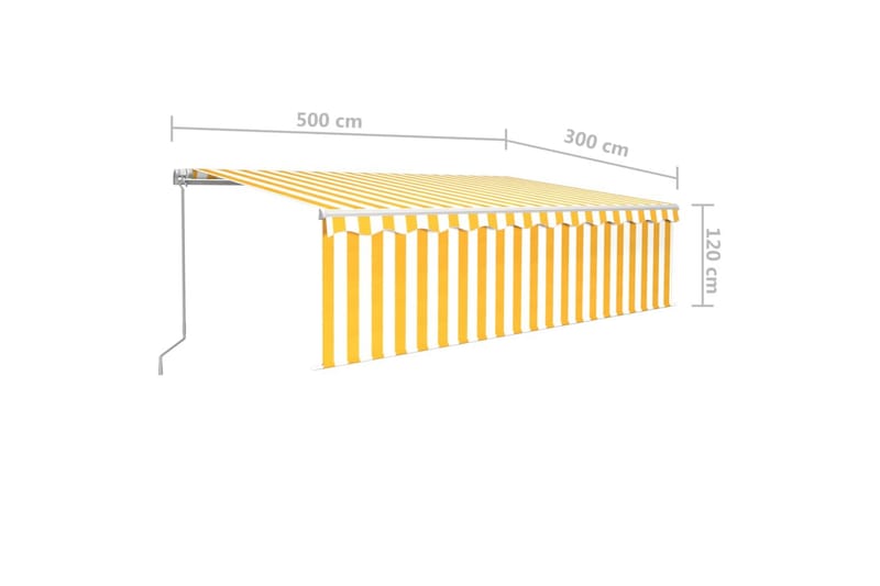 Manuell uttrekkbar markise rullegardin og LED 5x3 m - Gul - Hagemøbler & utemiljø - Solbeskyttelse - Markiser