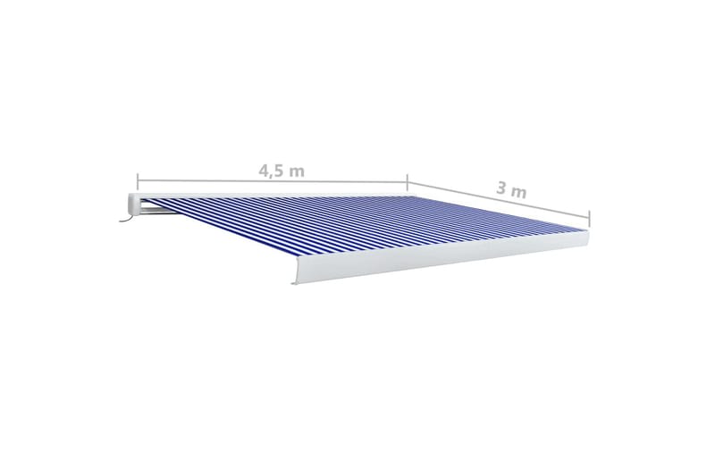 Motorisert kassettmarkise 450x300 cm blå og hvit - Blå - Hagemøbler & utemiljø - Solbeskyttelse - Markiser