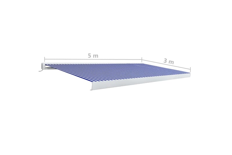 Motorisert kassettmarkise 500x300 cm blå og hvit - Blå - Hagemøbler & utemiljø - Solbeskyttelse - Markiser