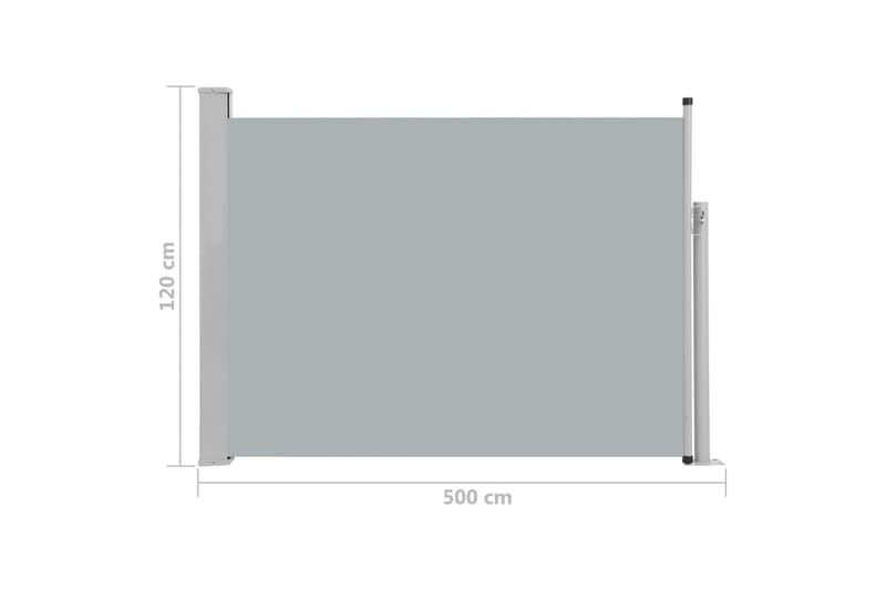 Uttrekkbar sidemarkise 120x500 cm grå - Hagemøbler & utemiljø - Solbeskyttelse - Markiser - Sidemarkise