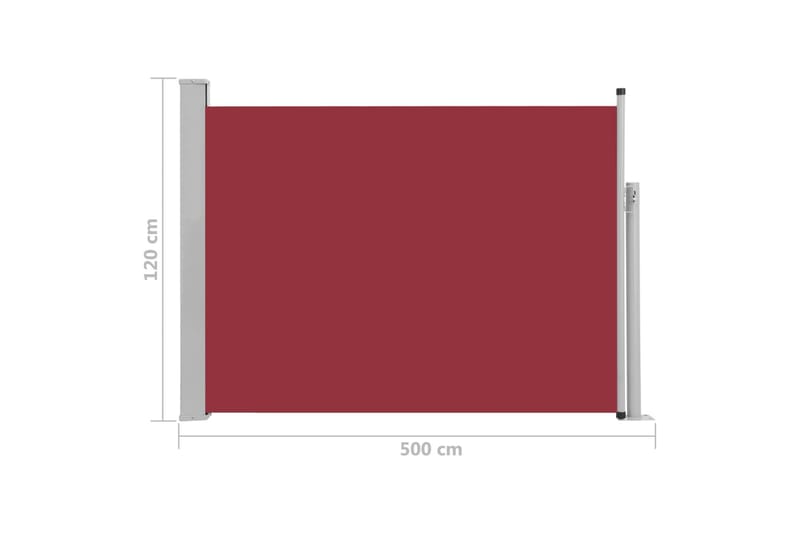 Uttrekkbar sidemarkise 120x500 cm rød - Hagemøbler & utemiljø - Solbeskyttelse - Markiser - Sidemarkise