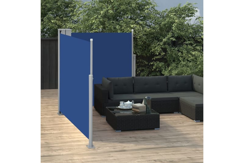 Uttrekkbar sidemarkise 120x600 cm blå - Hagemøbler & utemiljø - Solbeskyttelse - Markiser - Sidemarkise